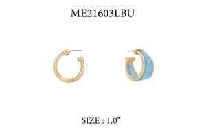 Acrylic With Gold Band 1" Hoop Earrings In 3 Colors *Final Sale*