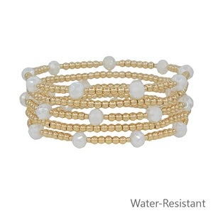 Set Of 5 Gold & Beaded Bracelets In 2 Colors *Final Sale*