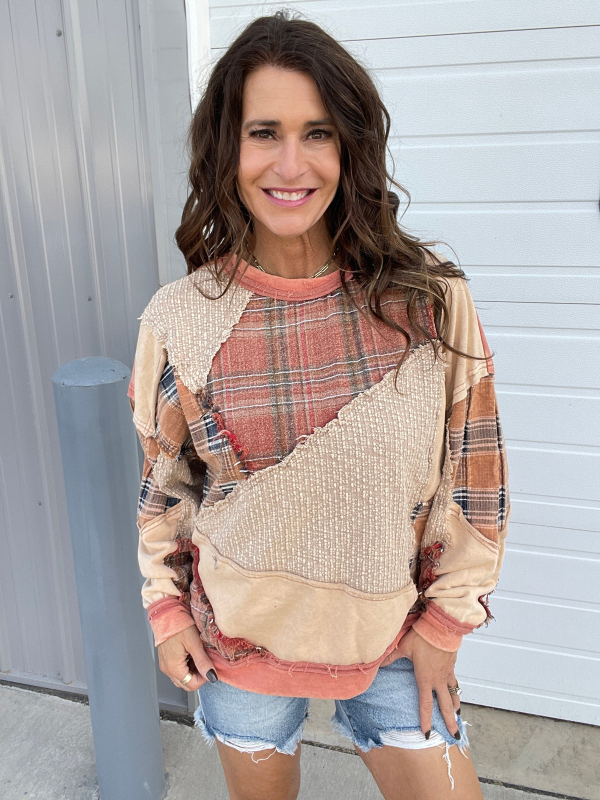 Oli & Hali Looking Forward To It All Long Sleeve Crewneck Top In Rust *Final Sale*