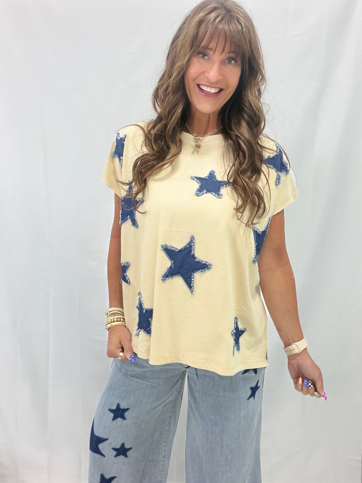 Starlight Patch Short Sleeve Tee In Natural