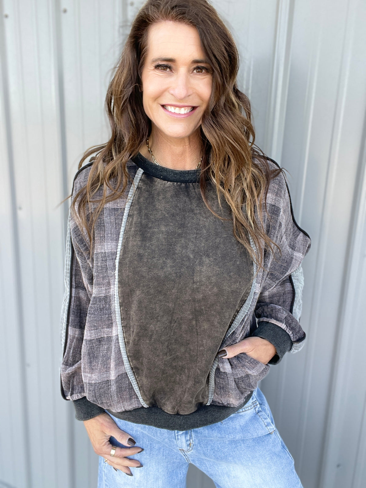 Oli & Hali That's For Sure Mineral Washed Oversized Pullover Top In 2 Colors *Final Sale*