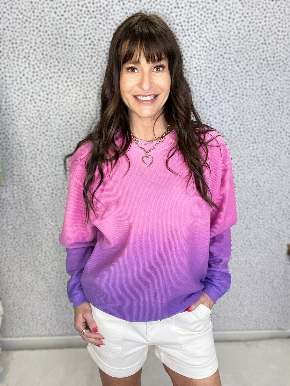 Spring Snow Washed Corded Crewneck Dip Dye In 2 Colors