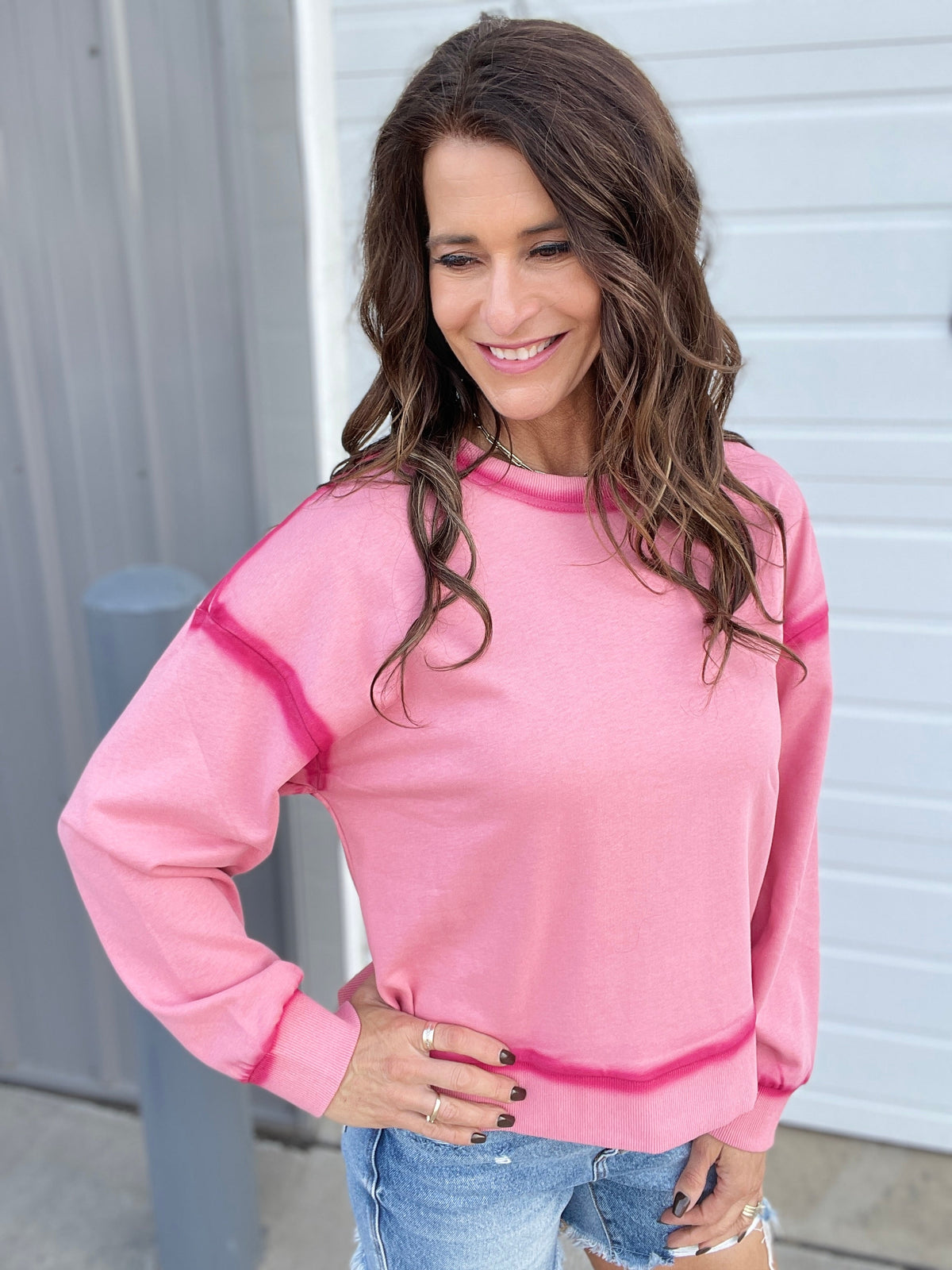 Let's Dream Faded Oil Washed Pullover In 4 Colors: Rose, Grey, Denim Blue, Taupe