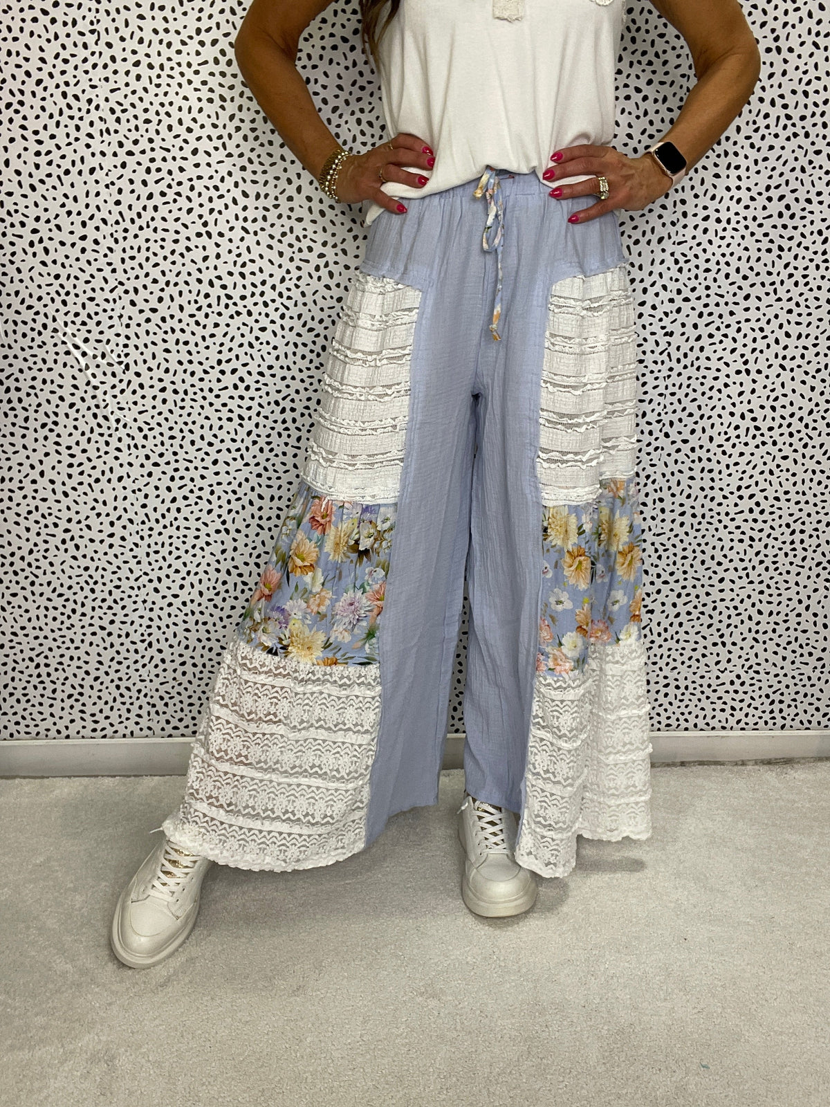 POL Patchwork Petals Flare Legs Pants In 3 Colors