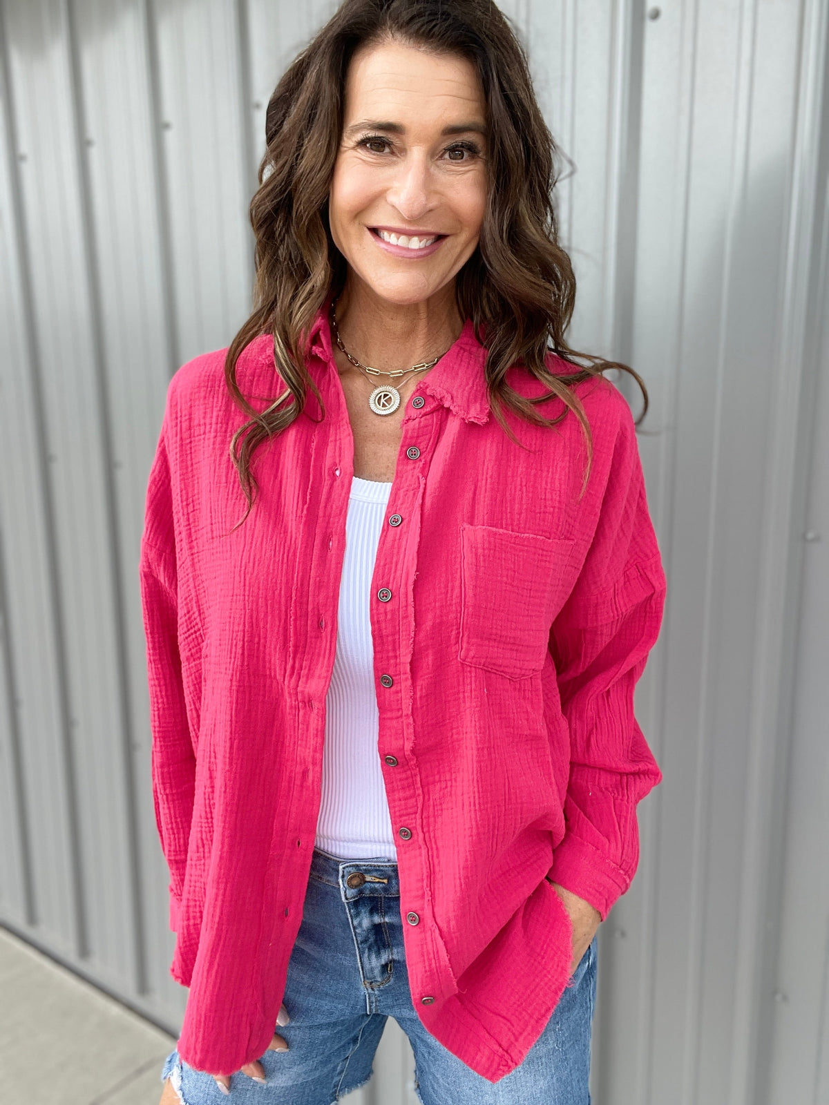 Waiting On You Lightweight Long Sleeve Button Down Top in 5 Colors *Final Sale*