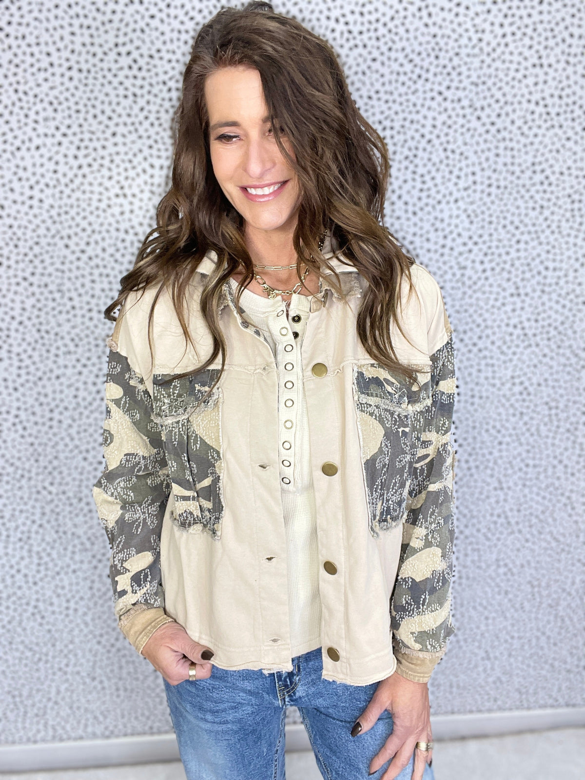 Oli & Hali Steady Hand Washed Camo Hooded Jacket In Camo *Final Sale*