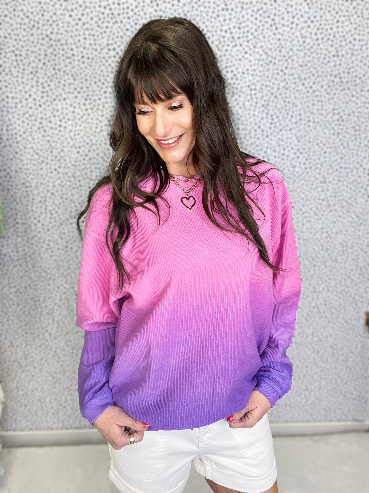 Spring Snow Washed Corded Crewneck Dip Dye In 2 Colors