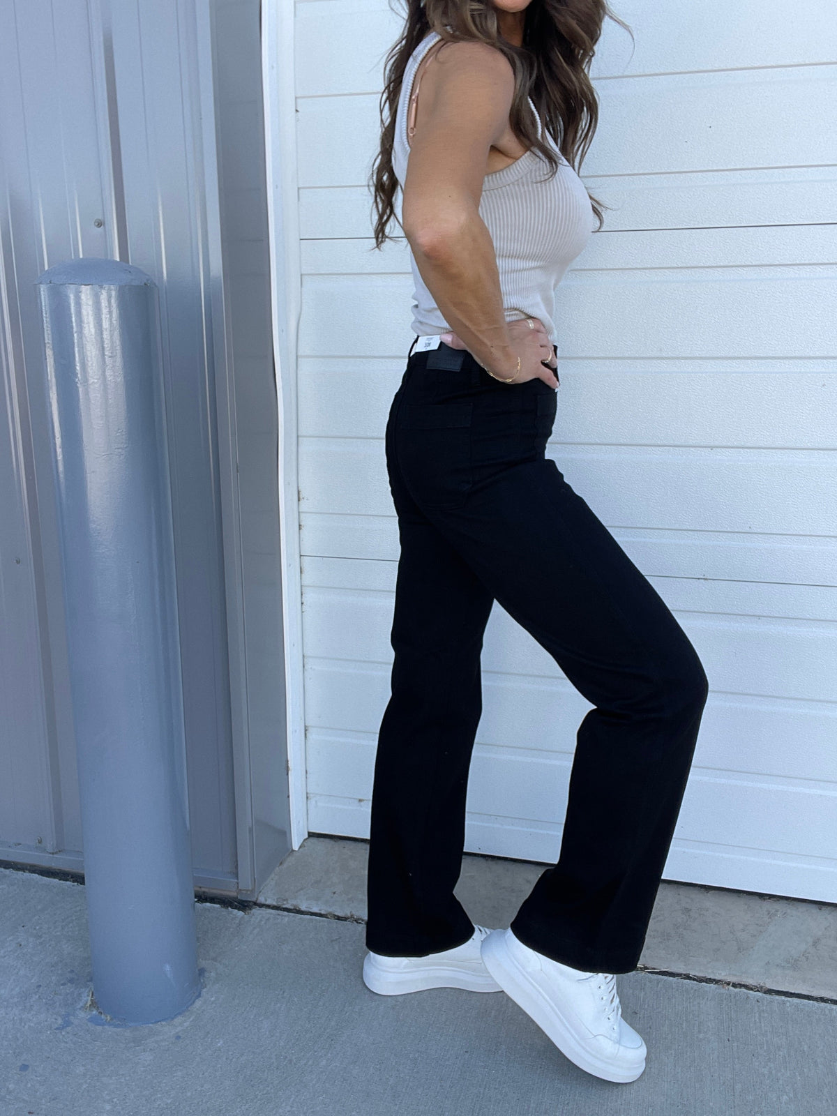Judy Blue Ashton Black Front Patch Pocket Straight Leg Jean 827