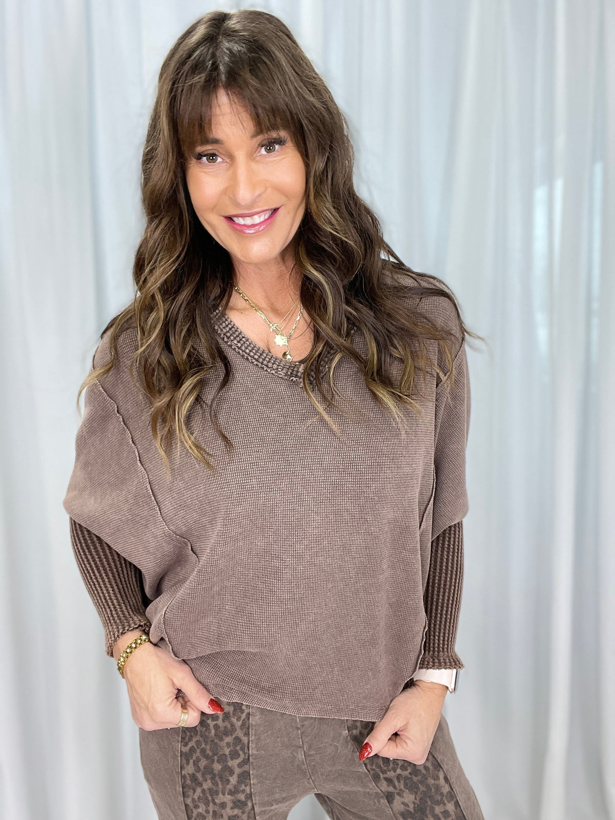 Style It Up V-Neck Thermal Top In 2 Colors *Final Sale*