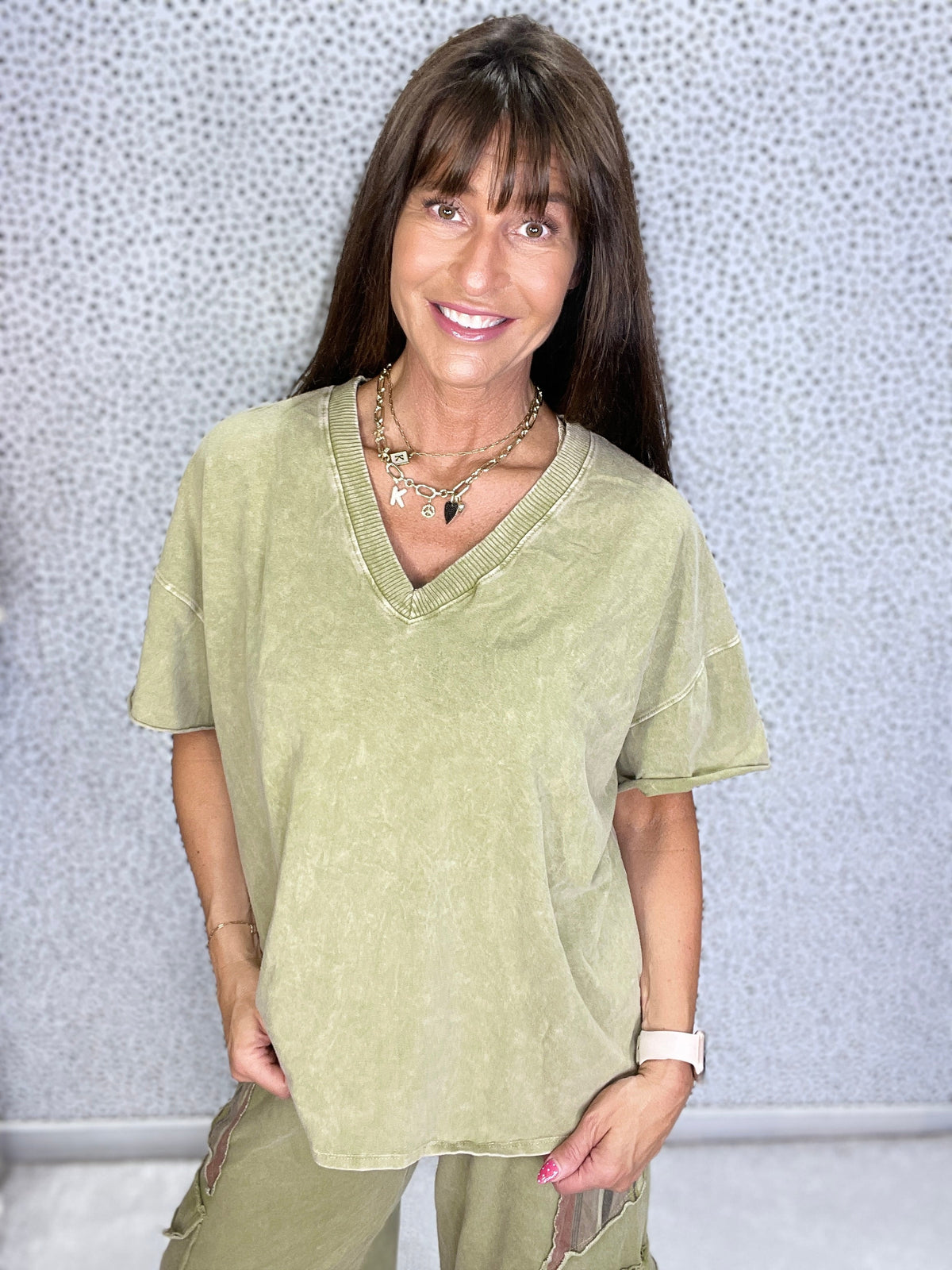 Mineral Wash V Neck Basic Top In 14 Colors