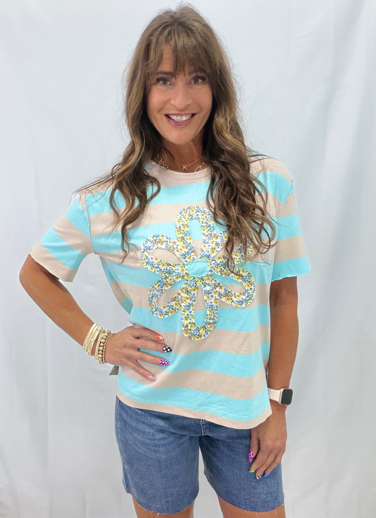 See It Through Striped Short Sleeve Top In 2 Colors