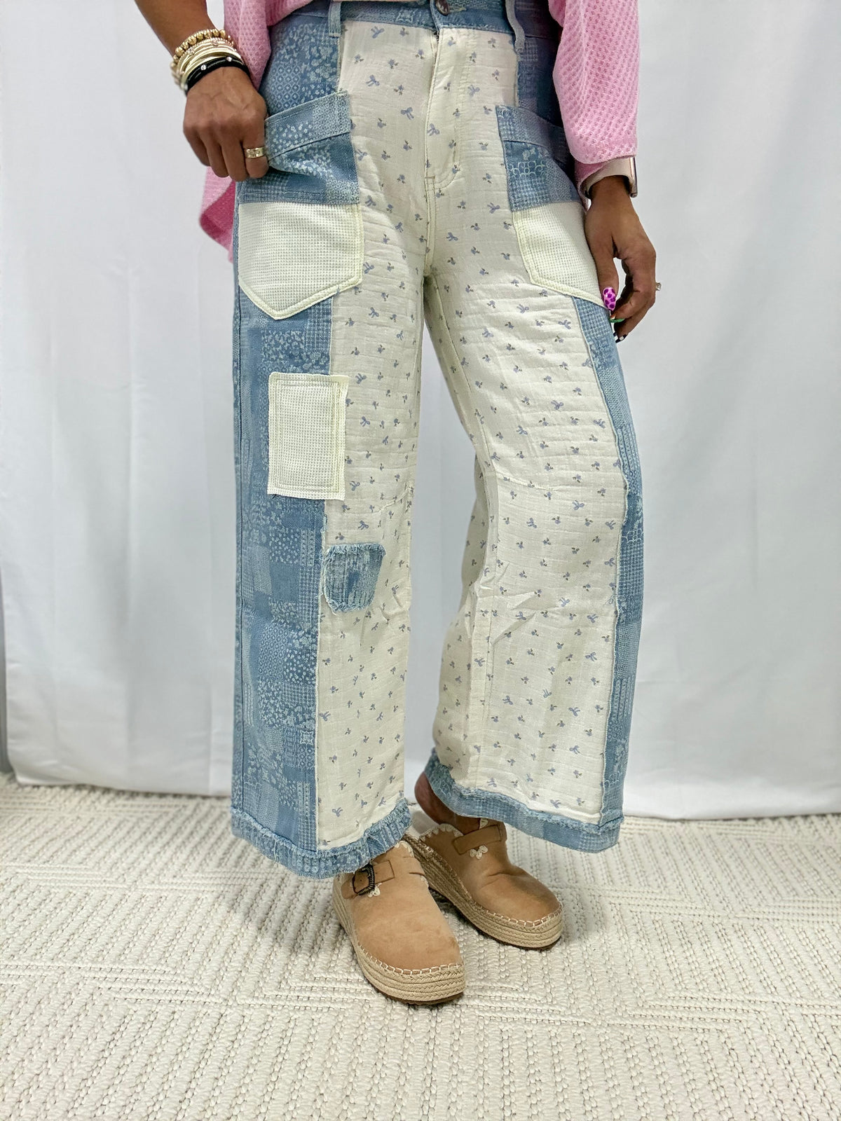 POL Relaxed Fit Denim Overalls In Blue Plaid
