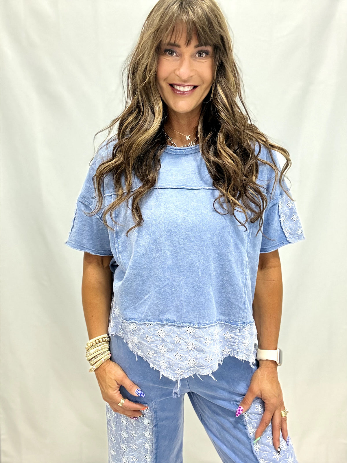 Daisy Lace Mineral Washed Top In 3 Colors