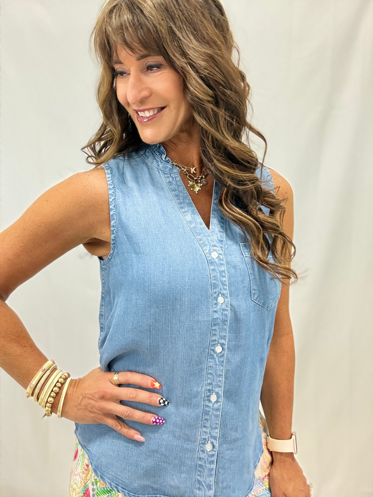 Easy Summer Style Chambray Sleeveless Top