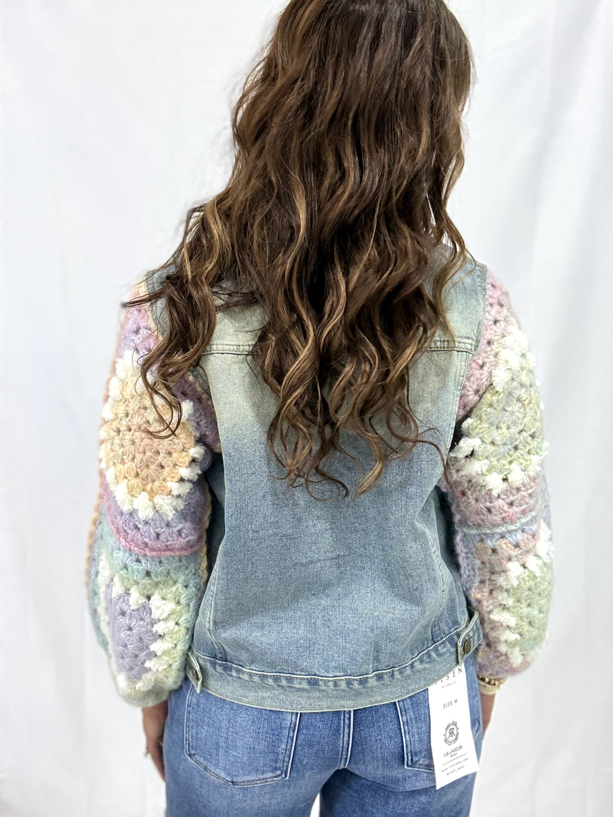 Crochet Sleeve Patchwork Front Jacket In Denim *Final Sale*