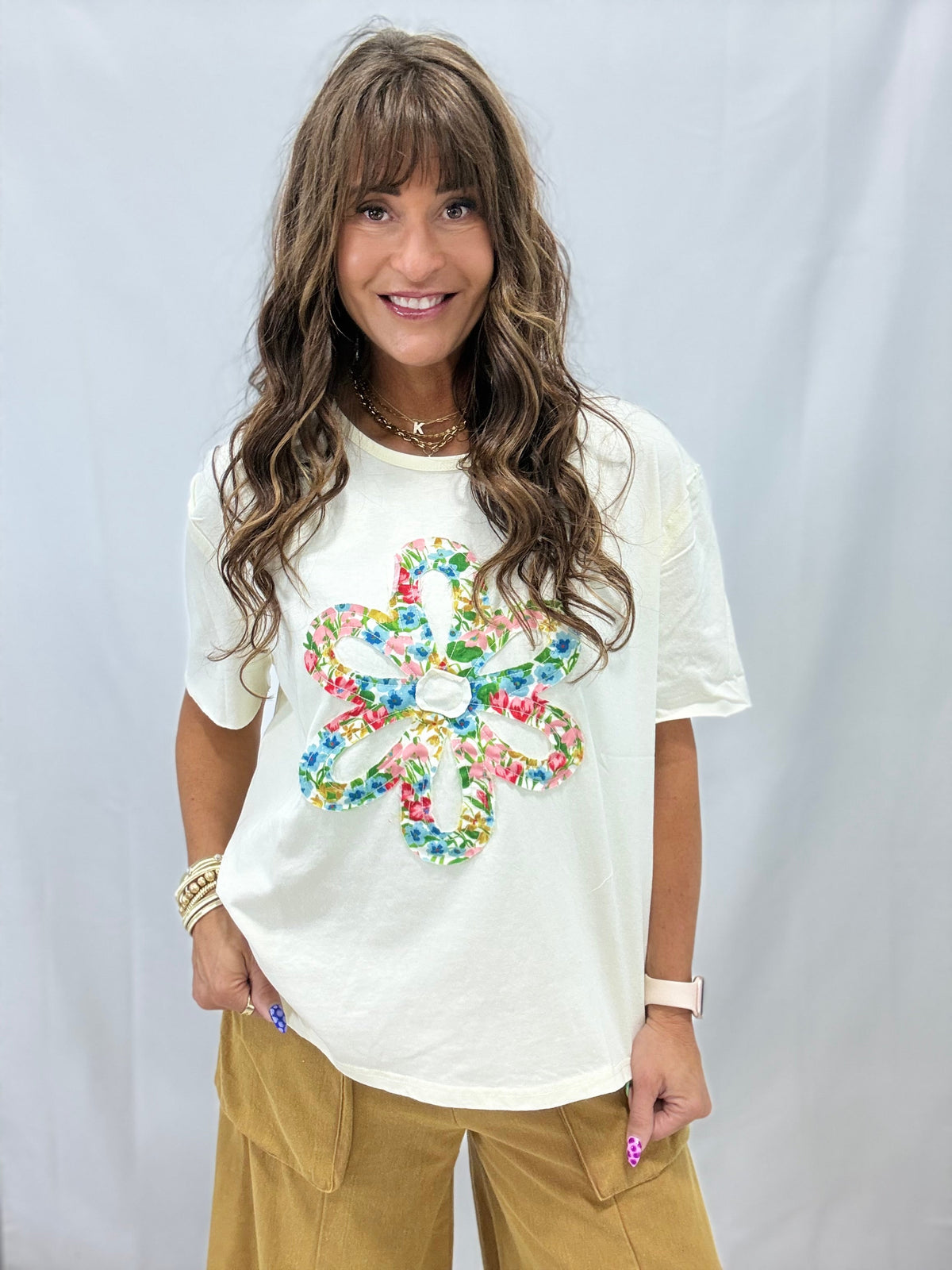Cutting A Path Wildflower Patch Top In Ivory