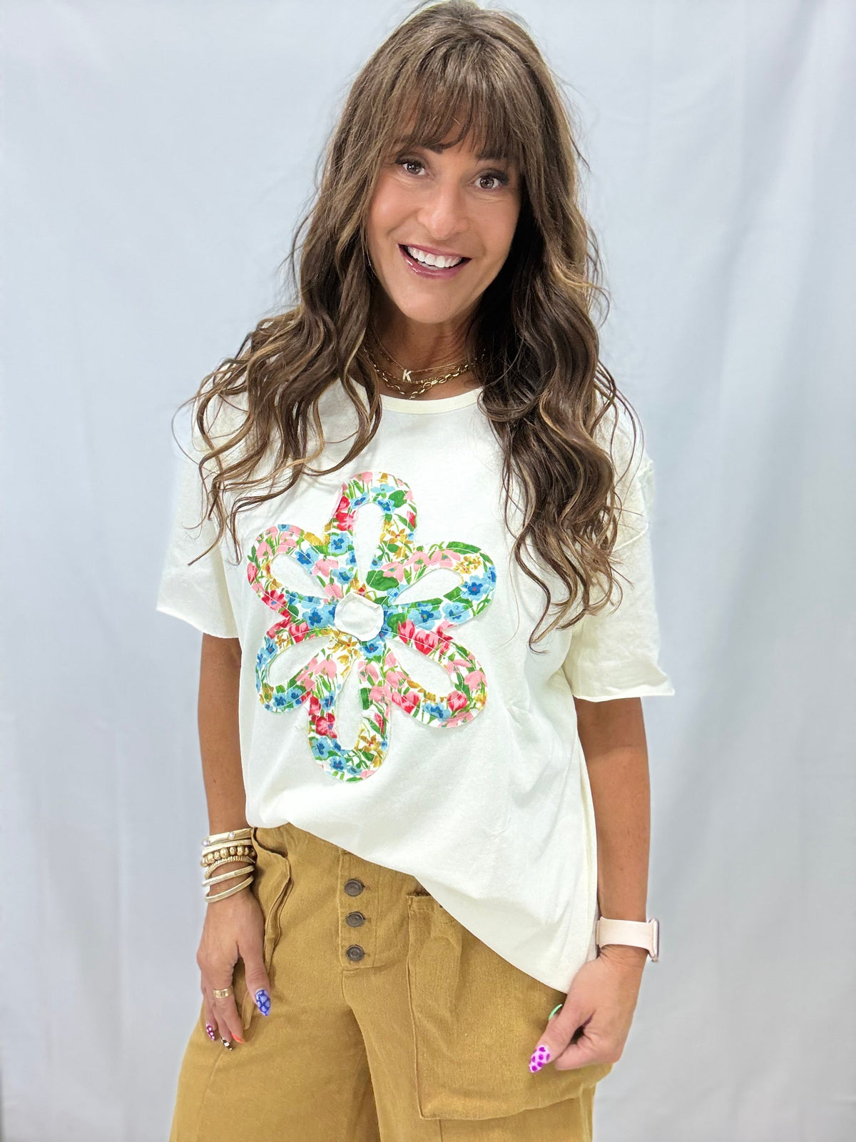 Cutting A Path Wildflower Patch Top In Ivory