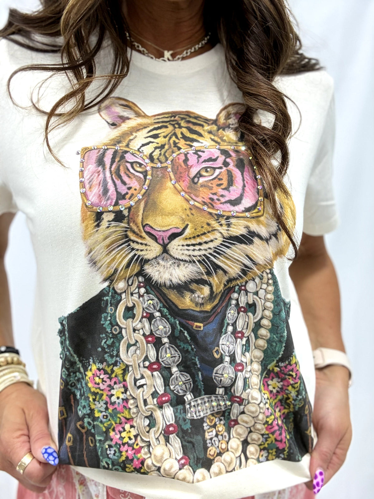 Funky Tiger Graphic Tee In Cream *Final Sale*