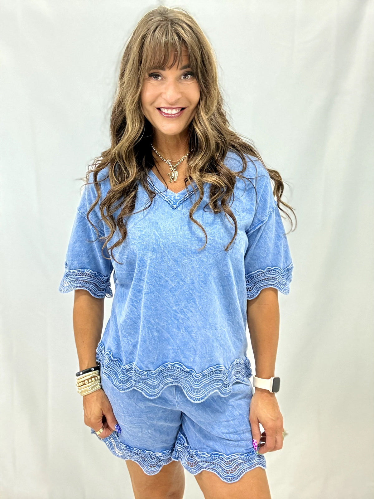 Over This Way Wave Trim Blouse In 3 Colors