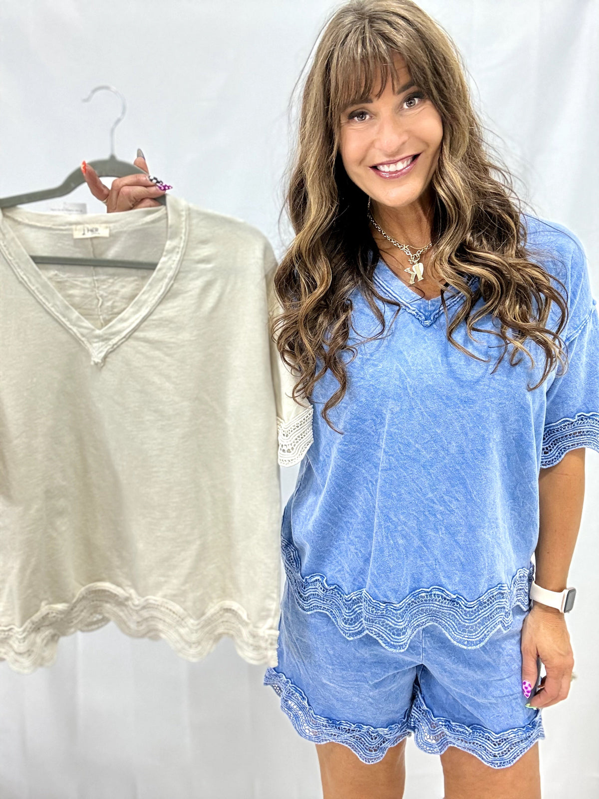 Over This Way Wave Trim Blouse In 3 Colors