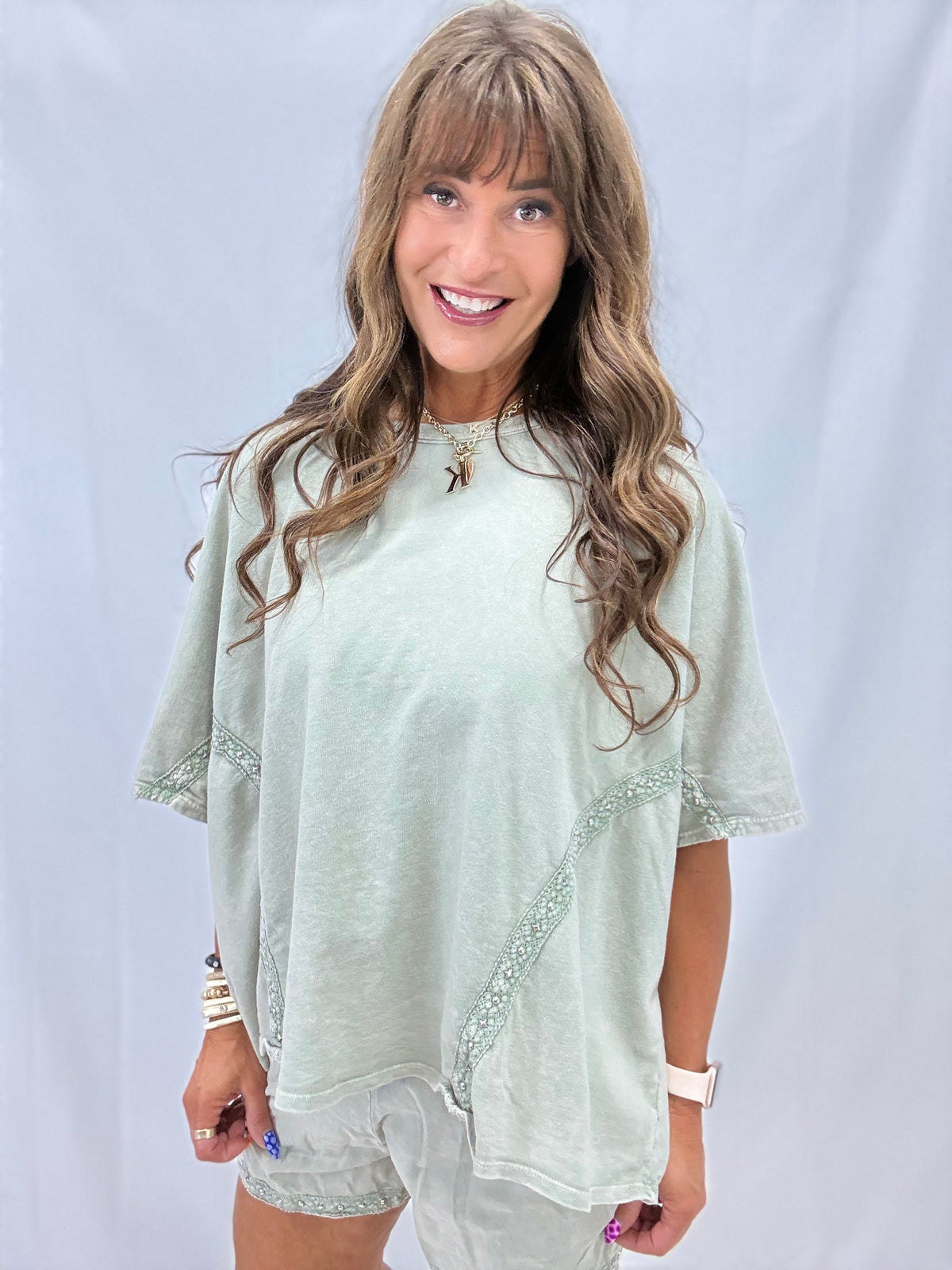 Sparkle Stroll Studded Eyelet Top In 4 Colors