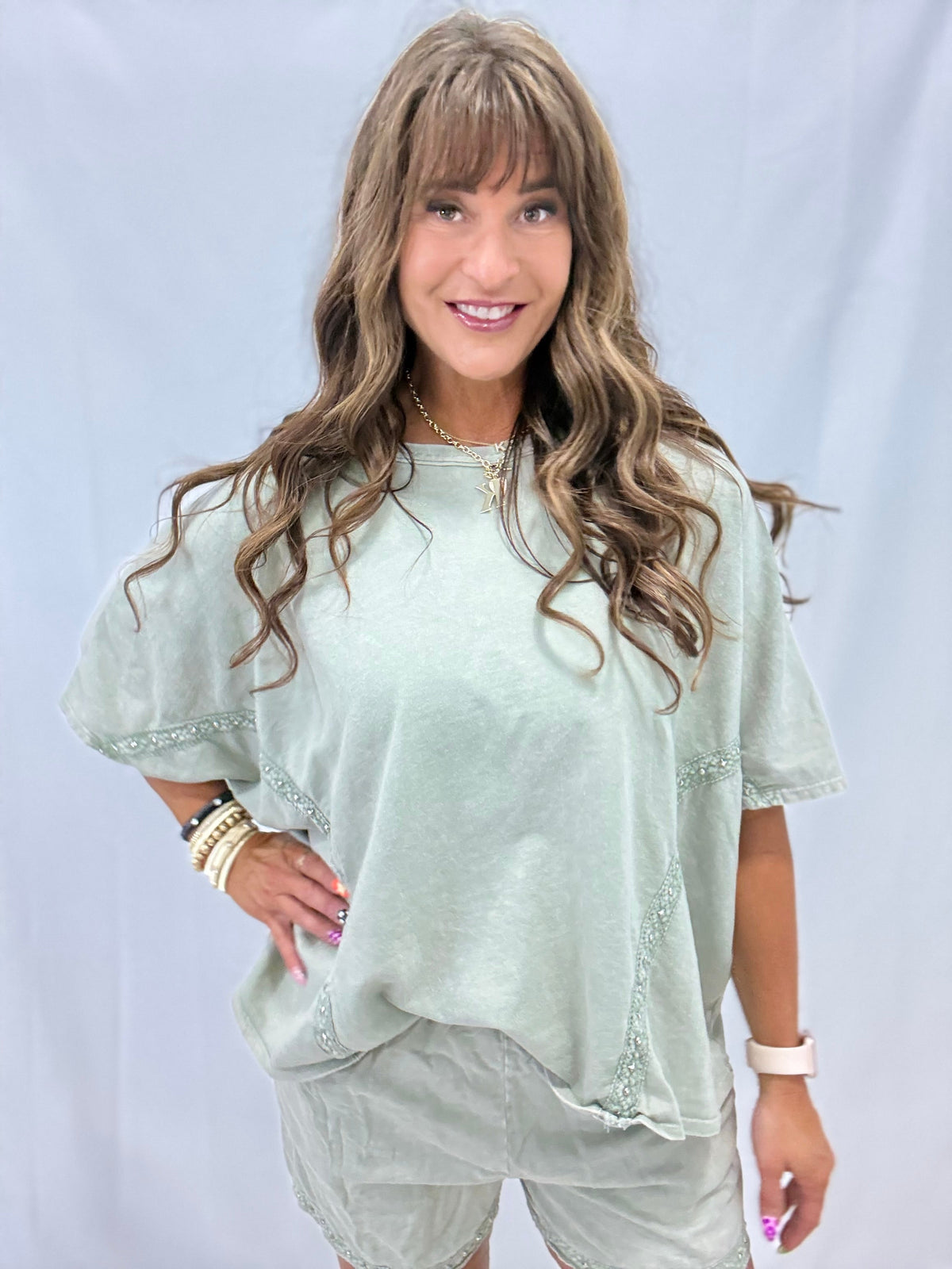 Sparkle Stroll Studded Eyelet Top In 4 Colors