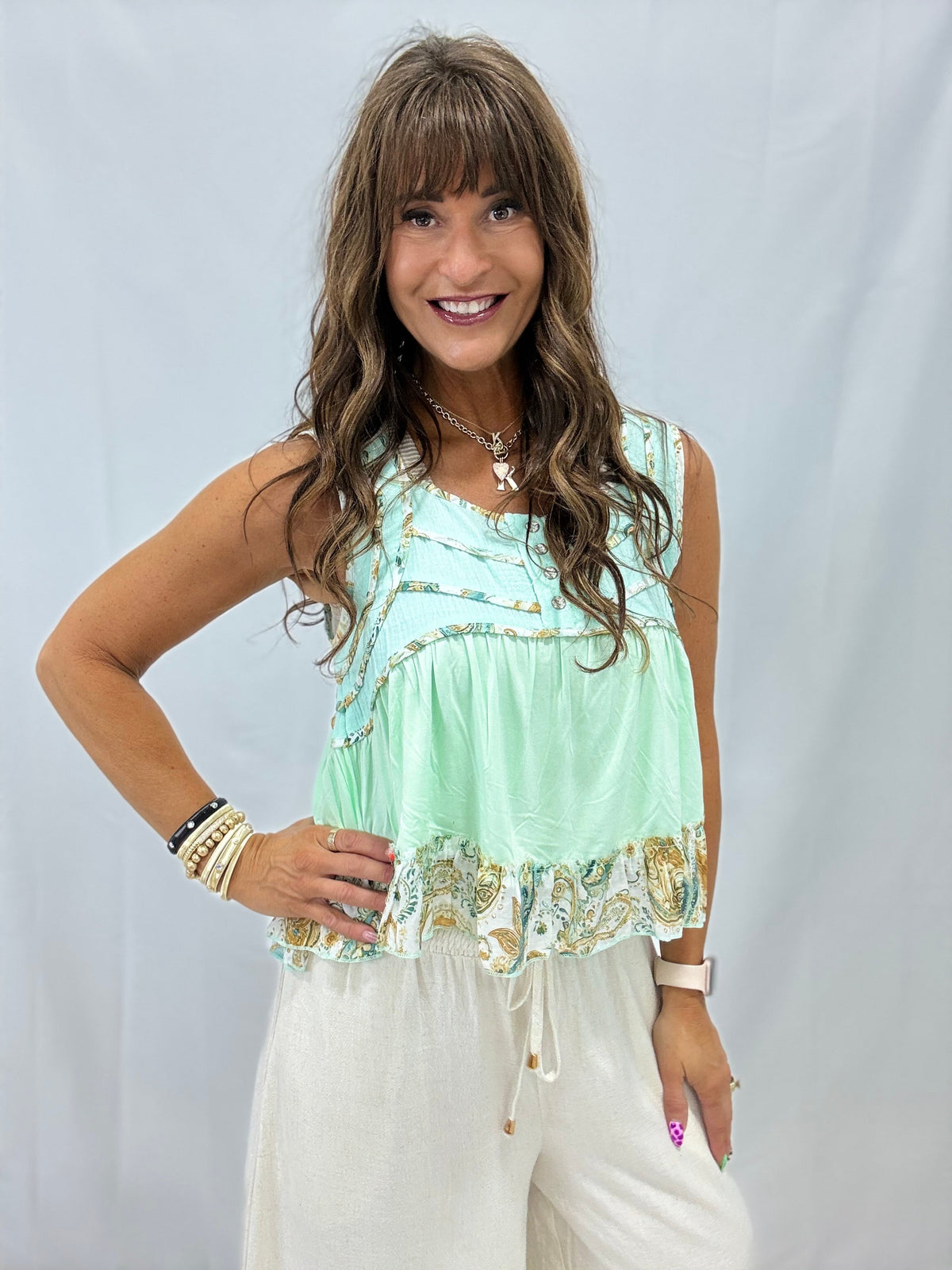 POL Floral Details Sleeveless Top In 4 Colors