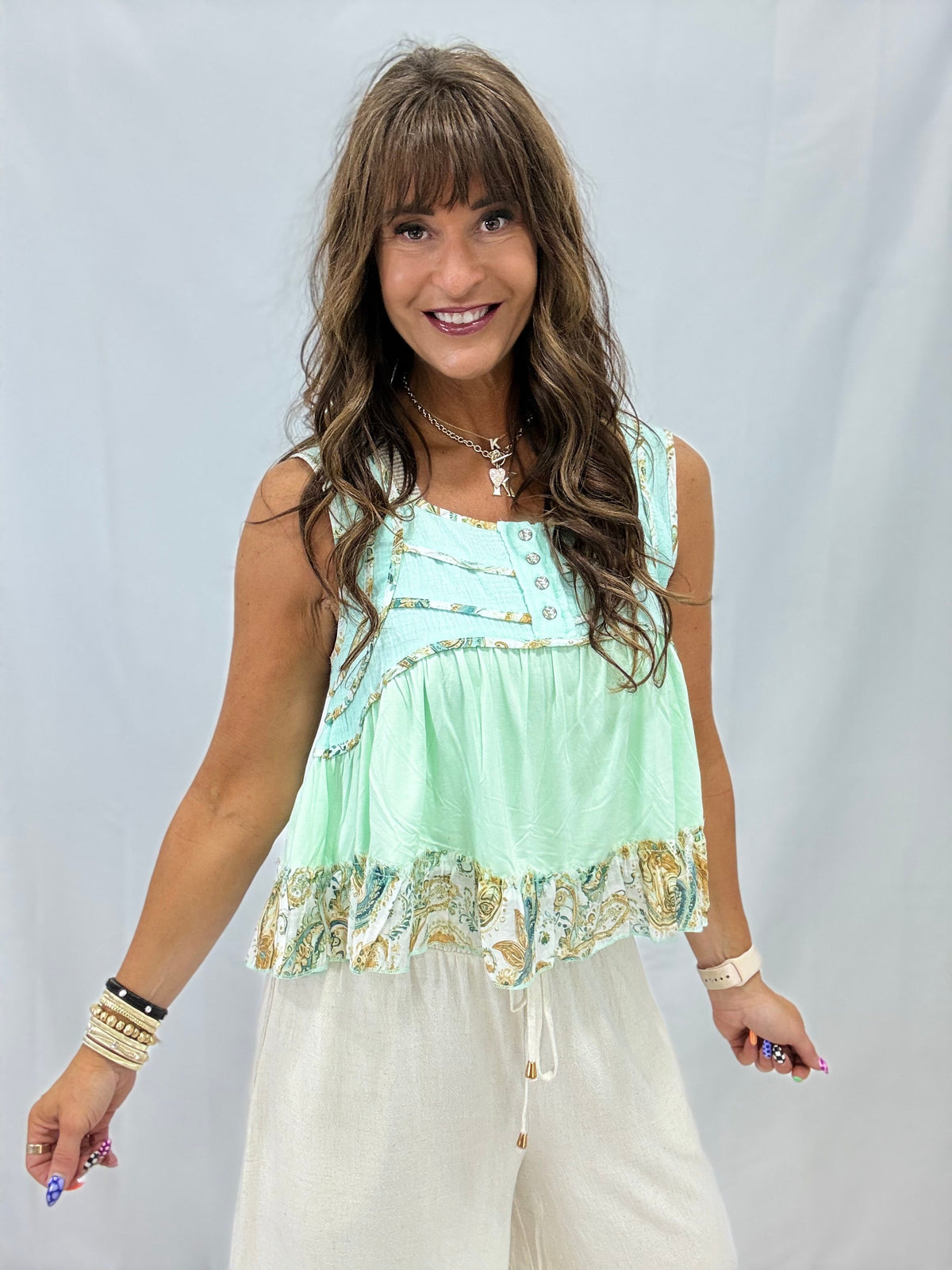 POL Floral Details Sleeveless Top In 4 Colors