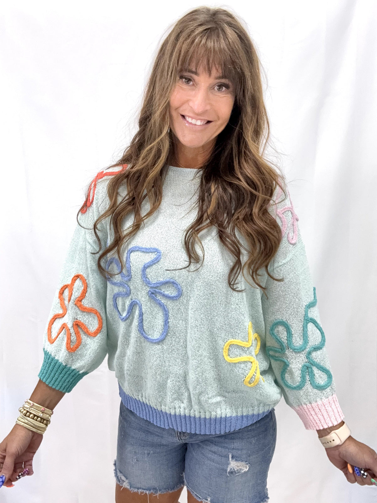 Color Me Cozy Flower Pattern Tunic Sweater In 4 Colors