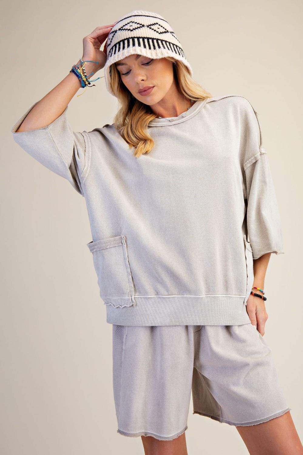 Made It To The Coast Washed Knit Terry Top In 3 Colors