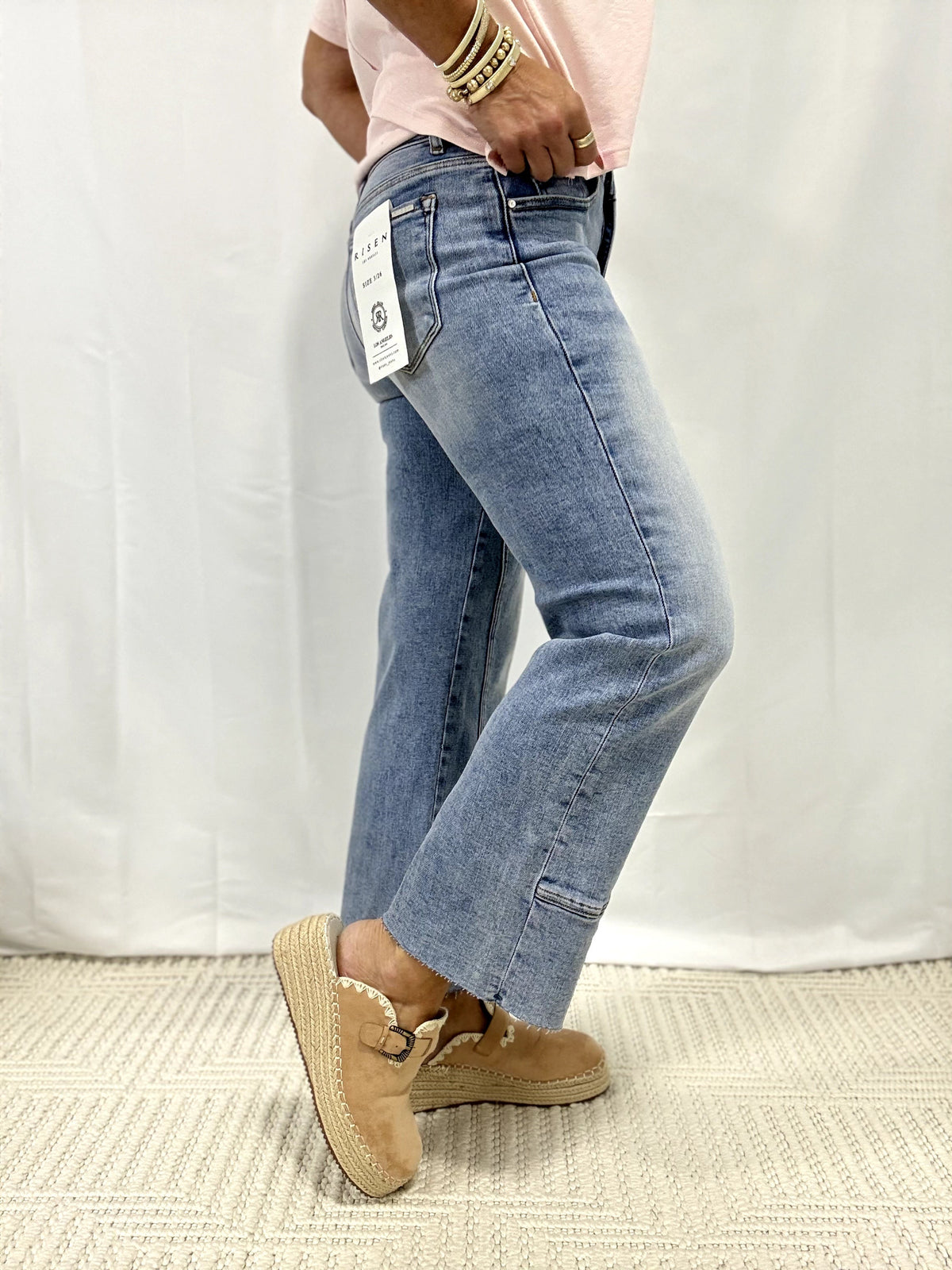 Risen Mid Rise Ankle Straight Seamed Jeans 590 In Medium