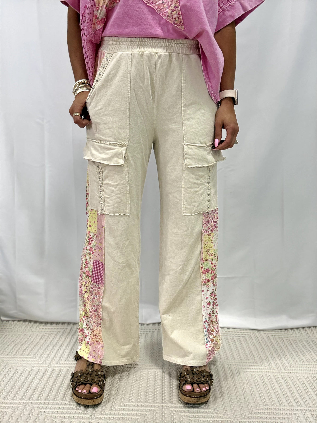 Sparkle Stroll Studded Eyelet Pants In 2 Colors