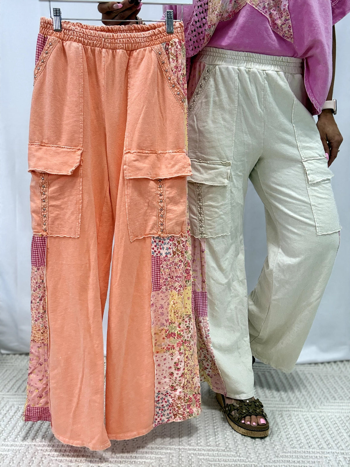 Sparkle Stroll Studded Eyelet Pants In 2 Colors