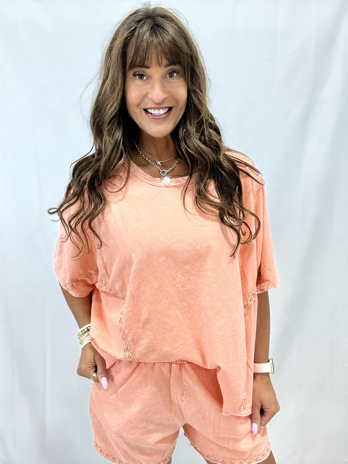 Sparkle Stroll Studded Eyelet Top In 4 Colors