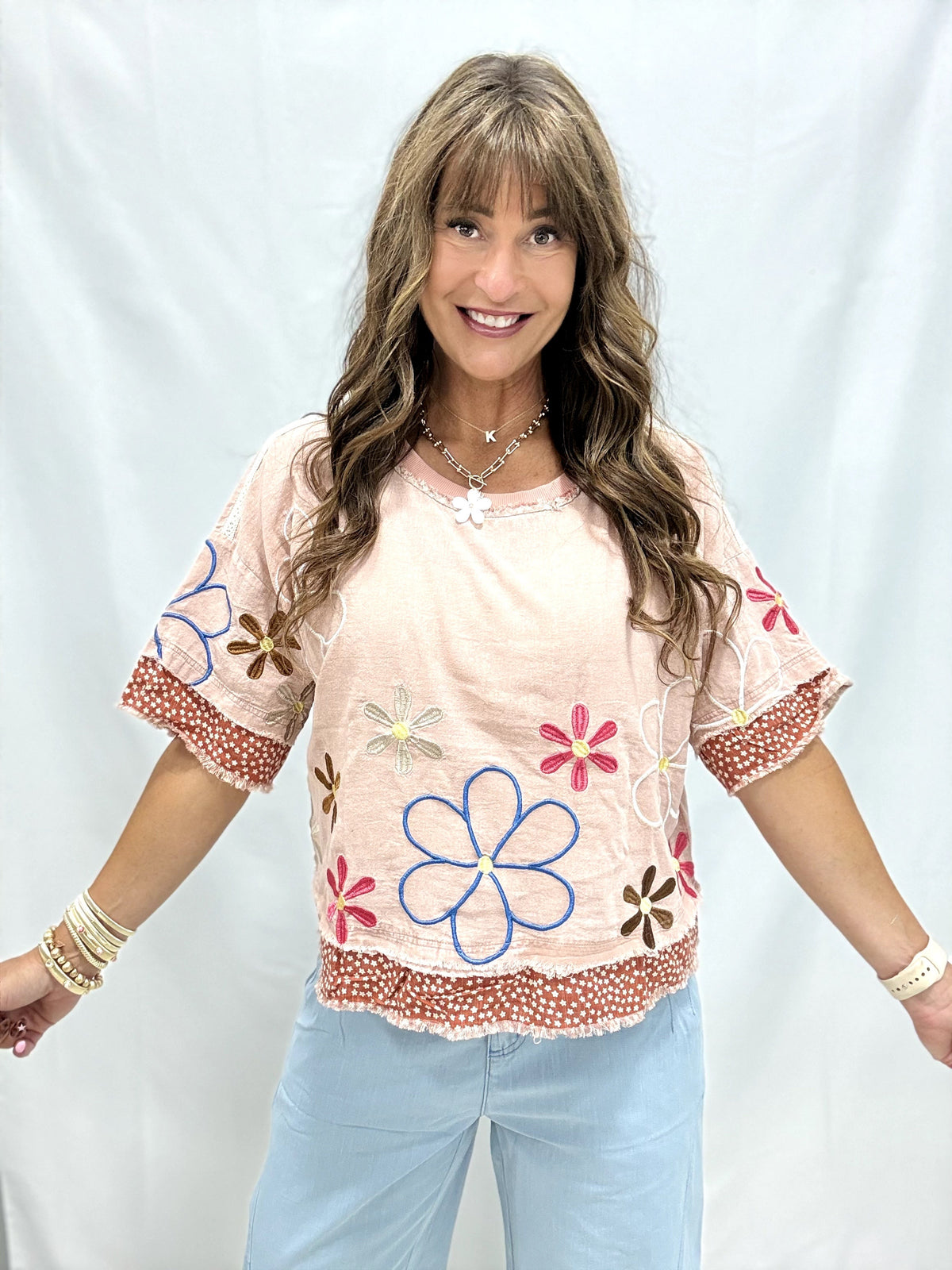 Oli & Hali Cozy Haven Embroidery Top In 2 Colors