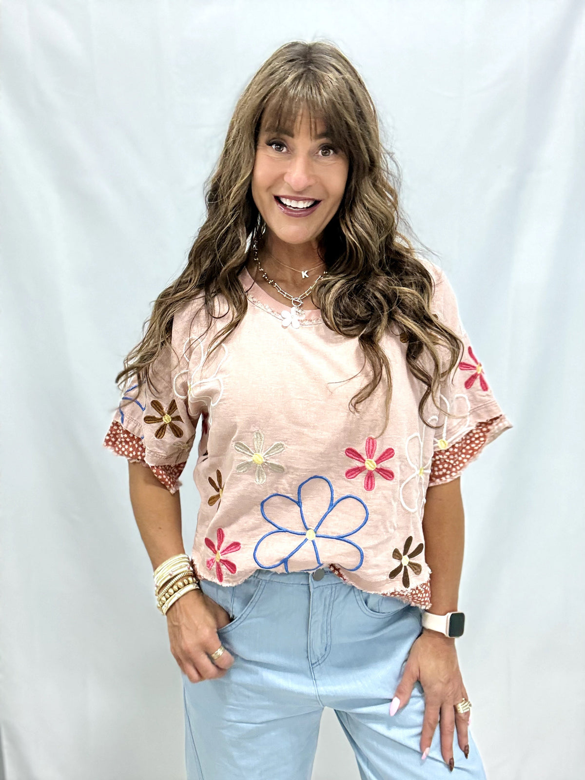 Oli & Hali Cozy Haven Embroidery Top In 2 Colors