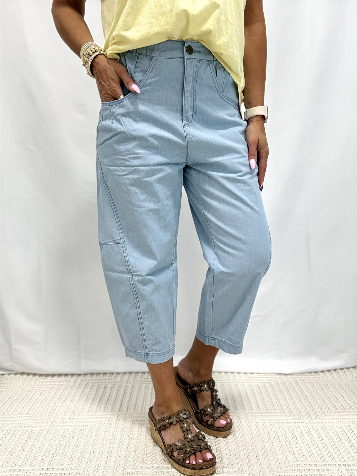 Time To Chill Washed Twill Pants In Faded Denim