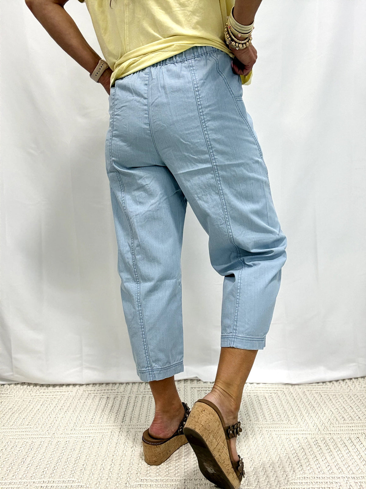 Time To Chill Washed Twill Pants In Faded Denim