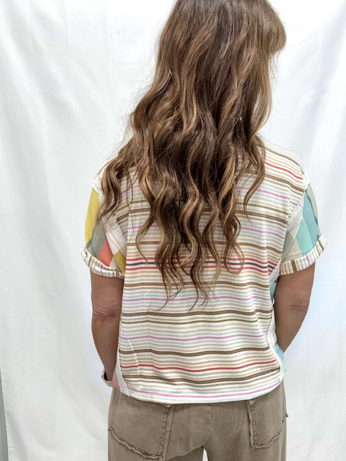 Sunset Charm Mixed Stripe Knit Top In Multi