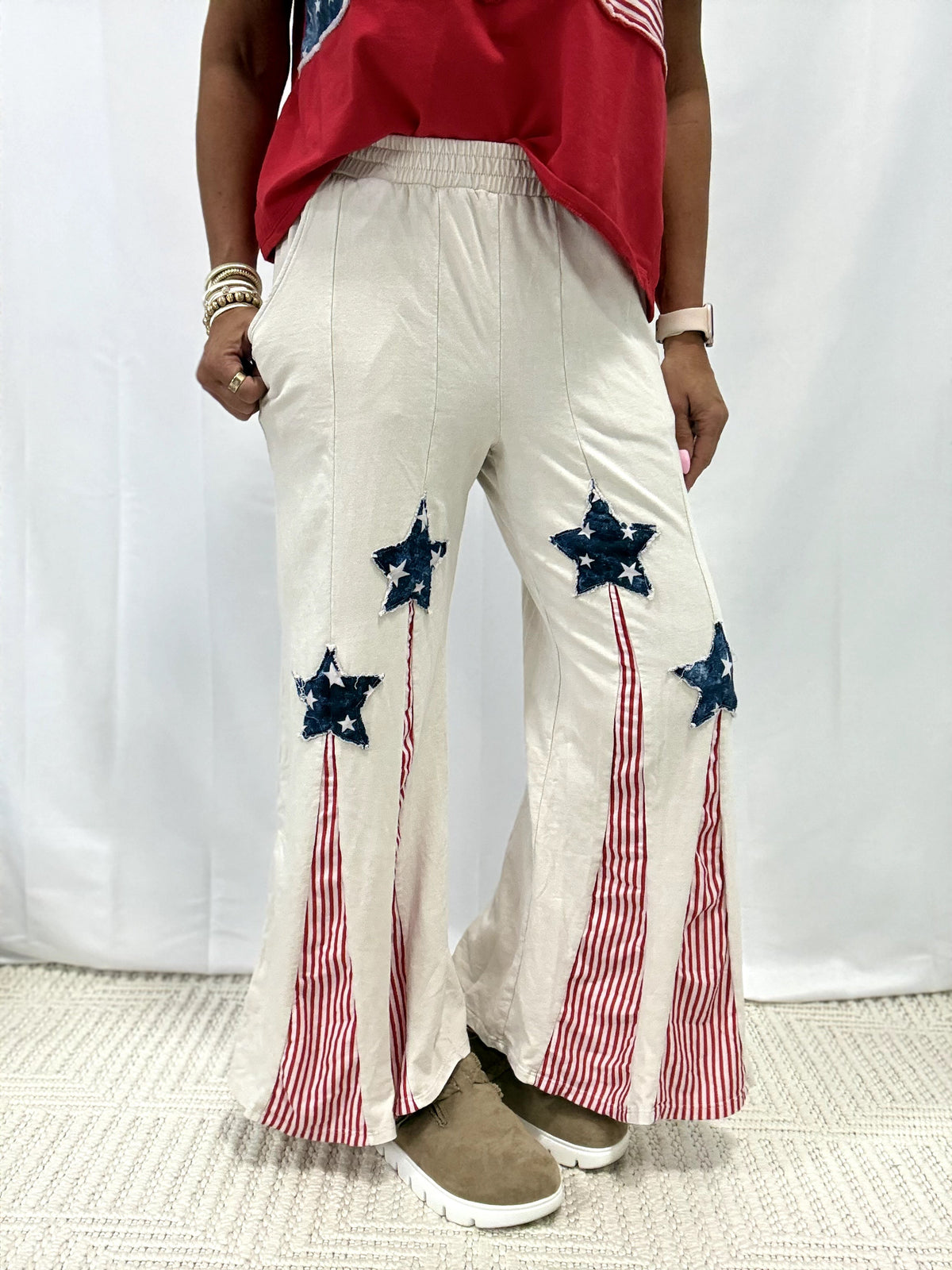 Starry Stroll Flare Pants In Natural