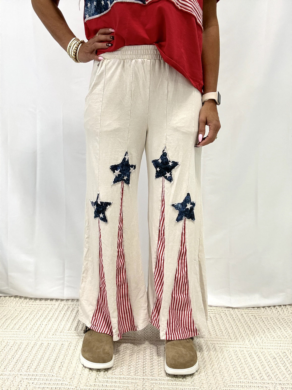 Starry Stroll Flare Pants In Natural