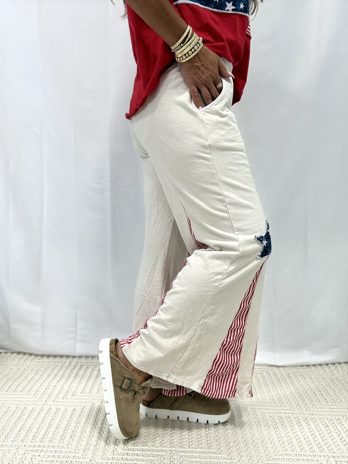 Starry Stroll Flare Pants In Natural