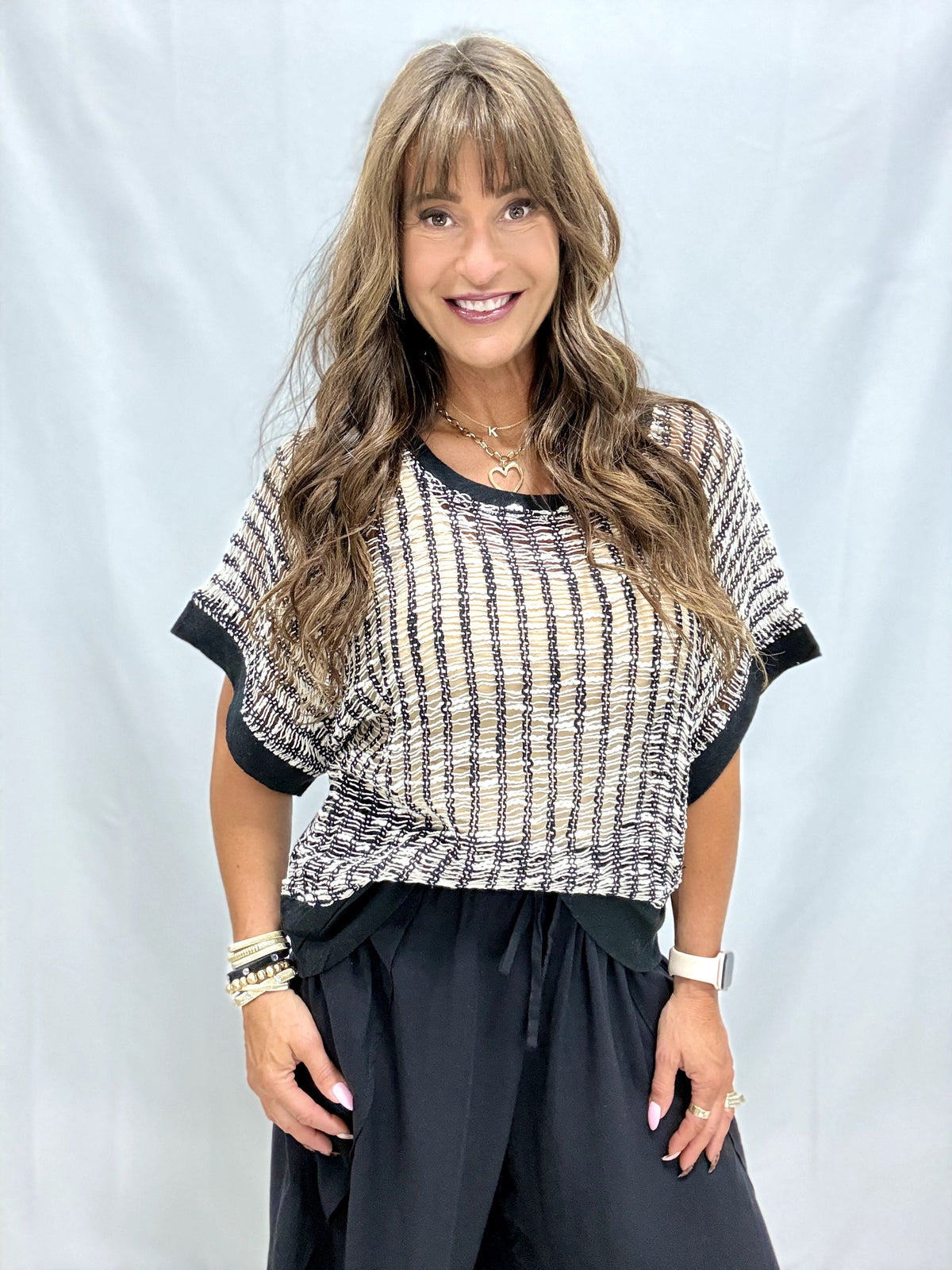 POL Mosaic Crochet Top in 2 Colors