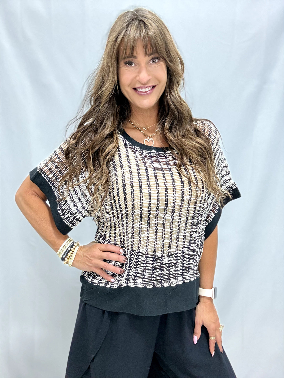 POL Mosaic Crochet Top in 2 Colors