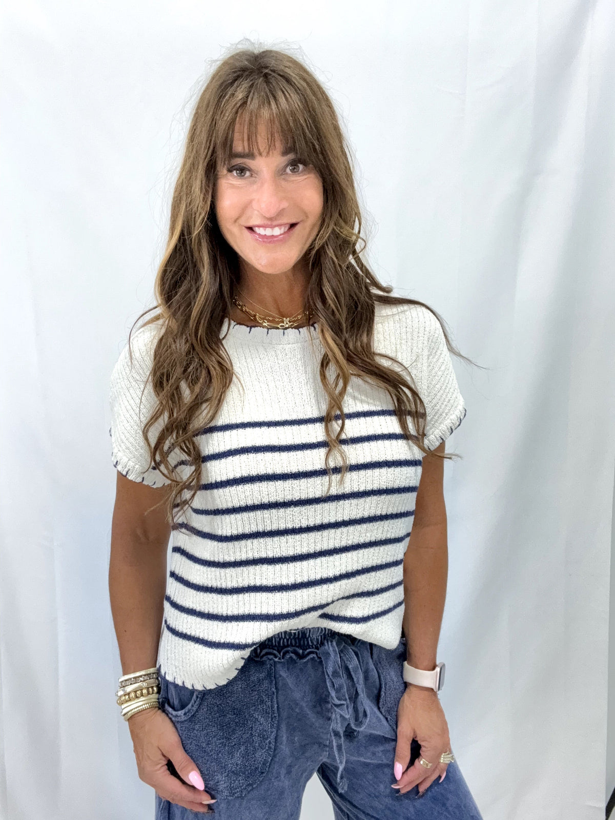 Maritime Stitch Ribbed Knit Top *Final Sale*