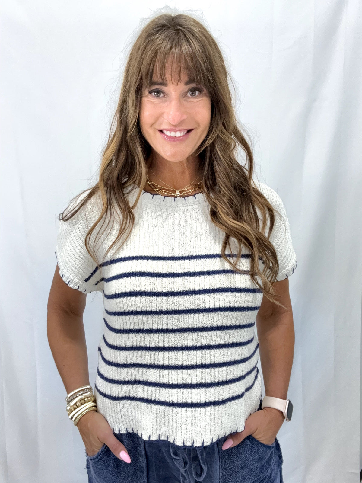 Maritime Stitch Ribbed Knit Top *Final Sale*