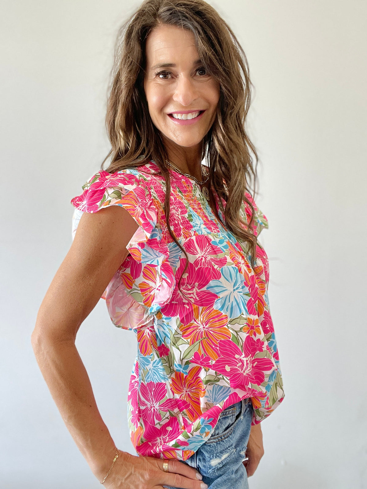Floral Bliss Ruffle Short Sleeve Top *Final Sale*
