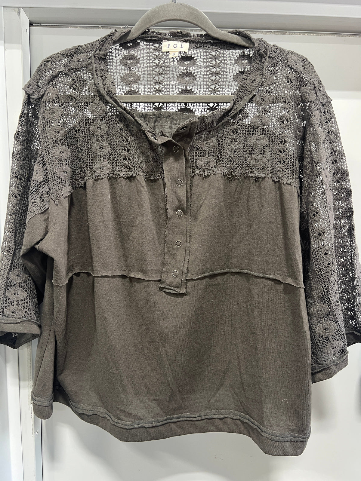 Pol Lace Breeze Boxy Henley in 3 Colors