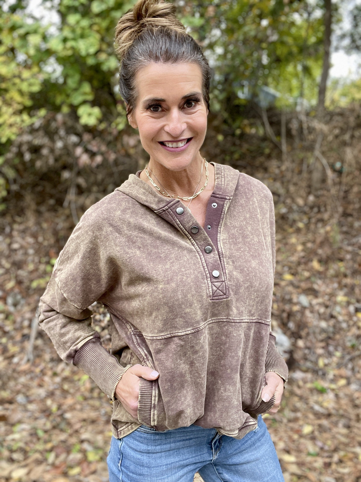 Casual Occasions Acid Wash Kangaroo Pocket Hoodie In 4 Colors *Final Sale*