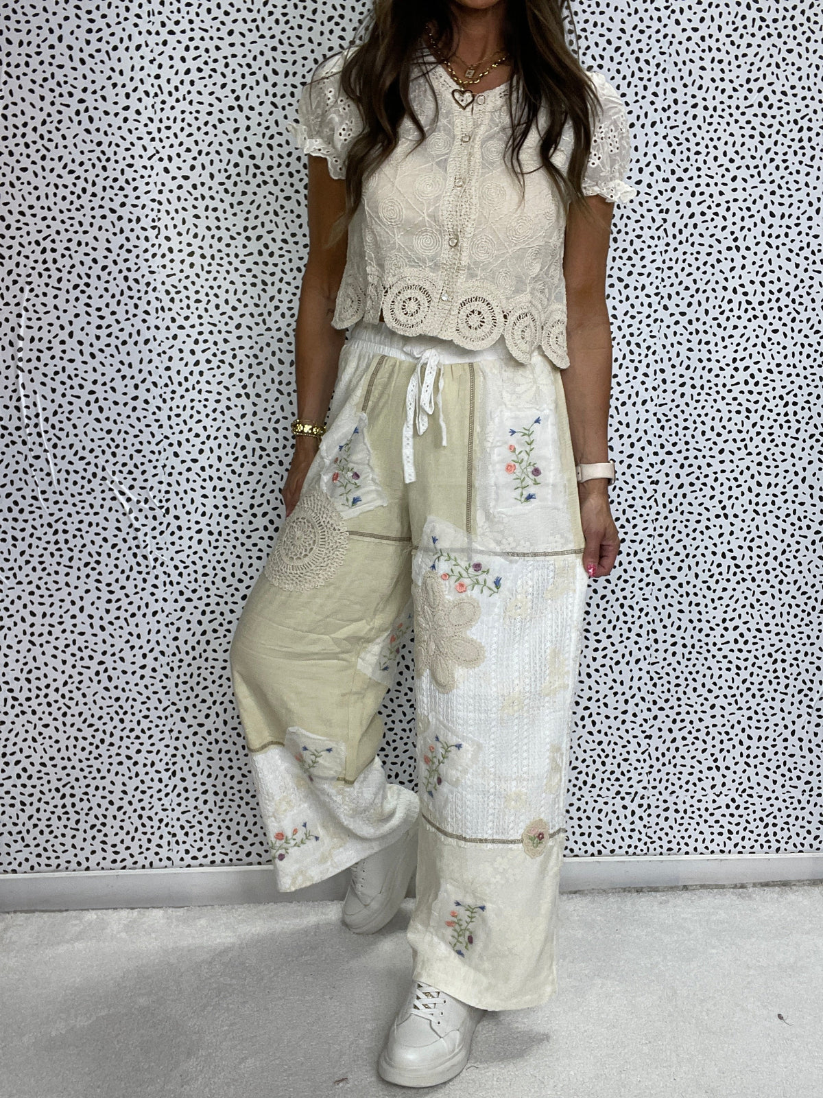 Pol Rose Garden Patchwork Pants In 3 Colors